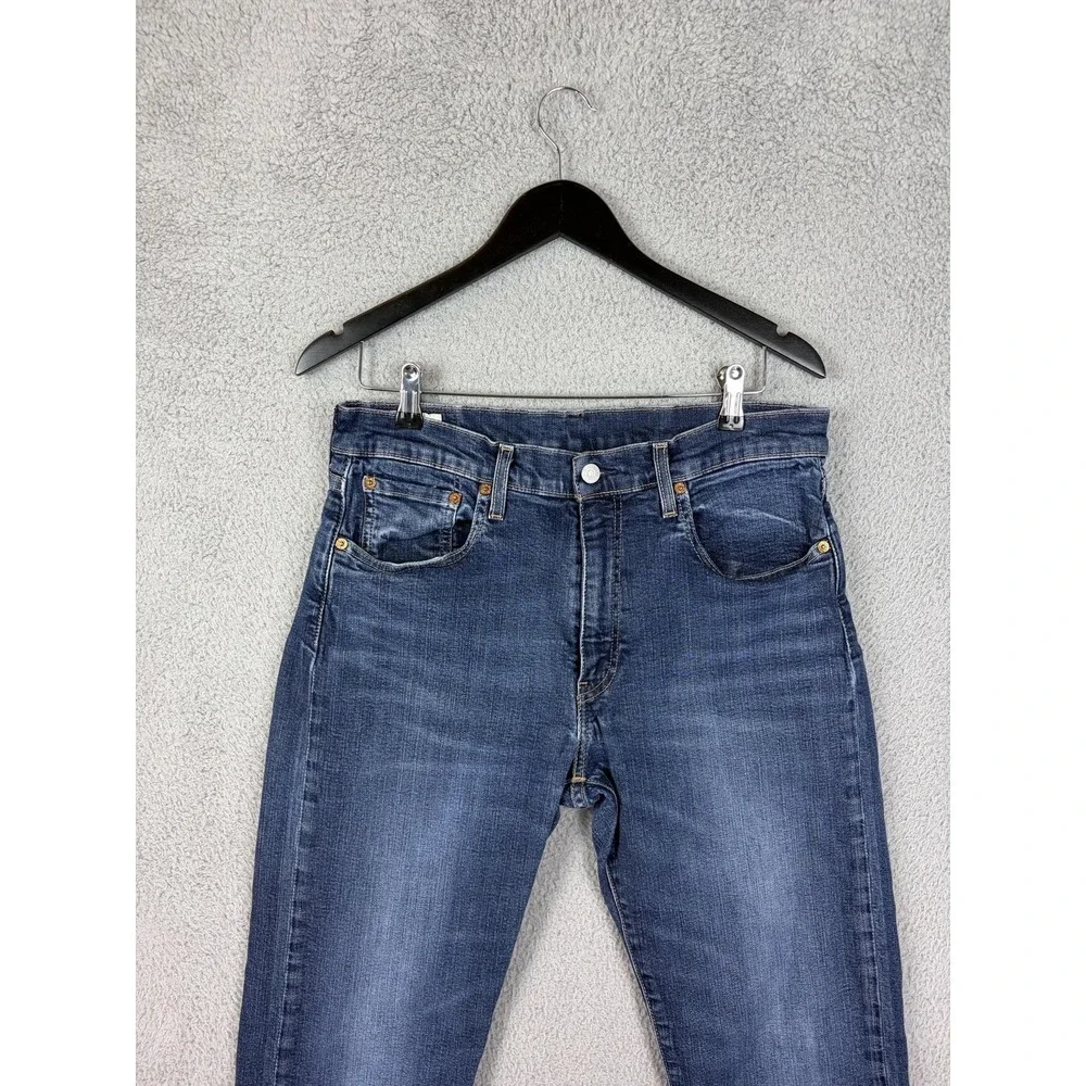 Levis Premium Jeans Mens 33x30 Blue Medium Wash Slim Tapered Stretch Denim Big E
